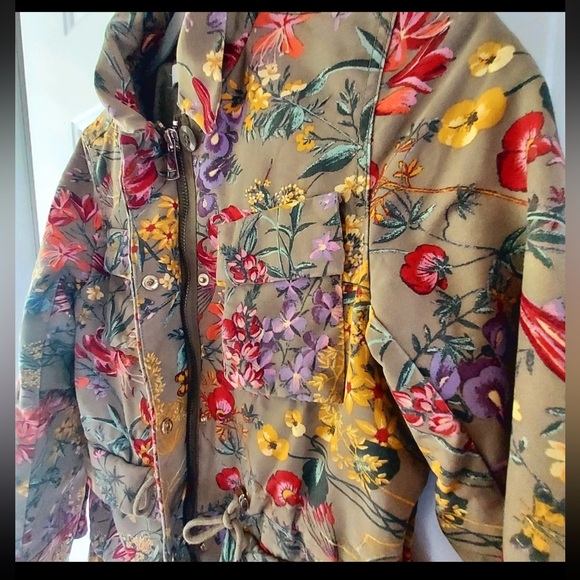 H&M Floral Cargo Utility Jacket LG Cottagecore Grannycore Girlhoodcore Festival - Picture 2 of 4